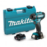Taladro atornillador Makita DF033DSAE 12Vmax CXT 1/4' con 2 baterías de 2Ah y maletín